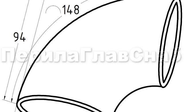 Отвод поручня под сварку для Ø50.8х145х1.5 мм,  полированный 400 Grit, (AISI 304) k021-14 3