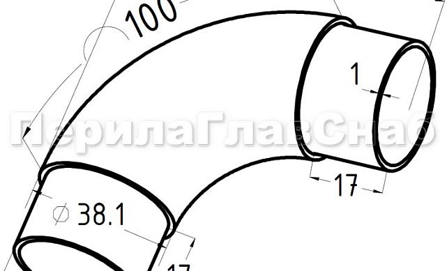 Отвод под Ø38.1 мм, литой, полированный, (AISI 304) k059 2