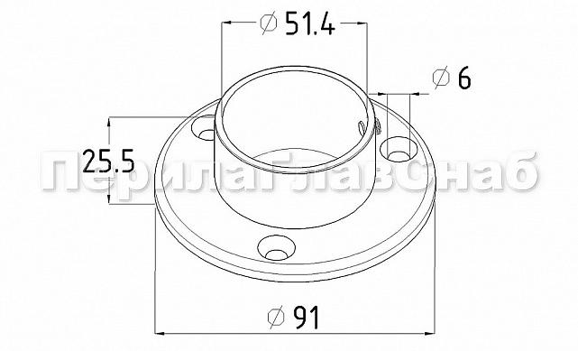 Фланец для трубы Ø50.8 мм, 90х3 мм, полированный, литой (AISI 316) k022-3 3