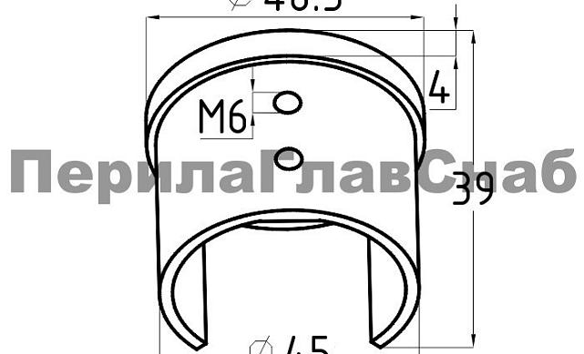Заглушка для поручня с пазом Ø48.3 мм 4х39 мм шлифованная (AISI 304) k235-2 3