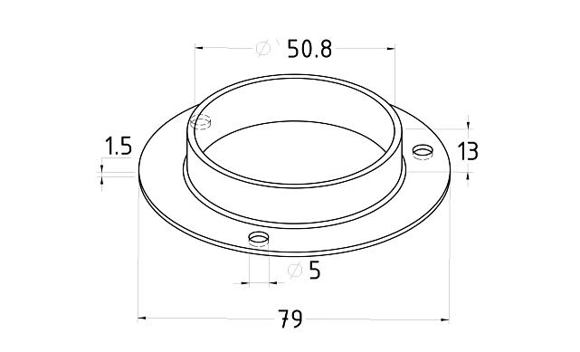 Фланец штампованный для 50,8мм толщина 1,2мм внешний диаметр 80мм (AISI304) k532-3 3