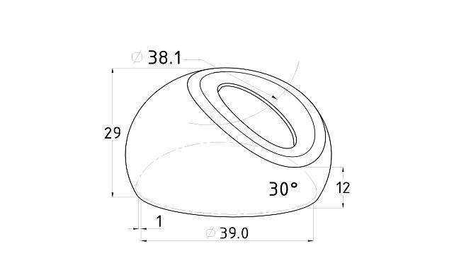 Наконечник штамп, под 30°, Ø38.1 мм, для поручня Ø38.1, золото (AISI 304) k016-88 2