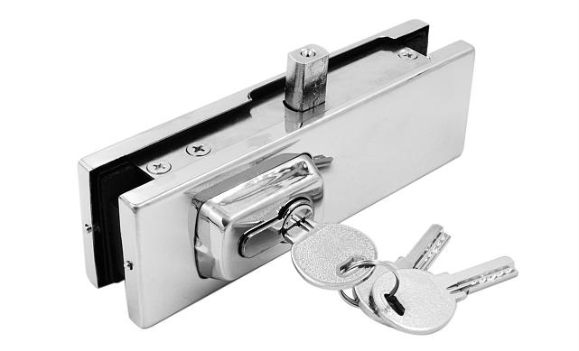 Замок для стеклянной двери угловой с круглым ригелем комплект, полированный t150 PSS 7