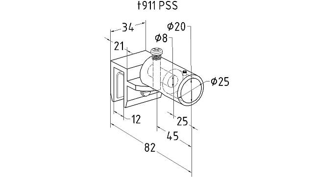 Крепежный элемент глухой шарнирный для трубы 19 мм, полированный t911 PSS 2