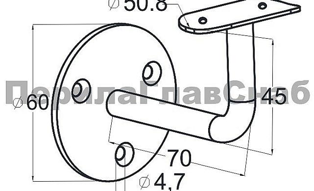 Пристенок с ложементом, сварной, (AISI 304) k010-2 3