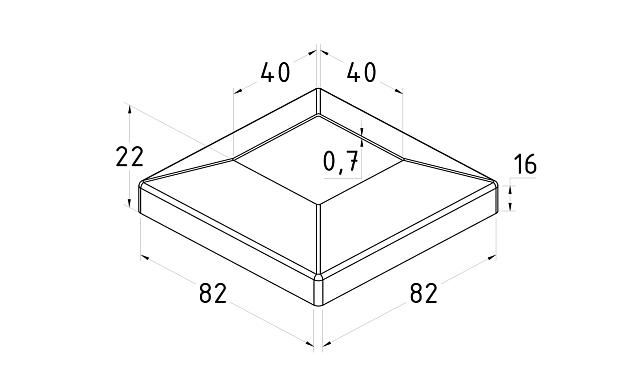 Готовая стойка 40х40х950 мм, деревянная нелакированная, дуб, с лежементом под плоскость, со вставками из нержавеющей стали 2х100 мм k740-12 3