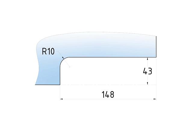 Замок угловой с круглым ригелем, вырез 14, нержавеющая сталь AISI 304, полированная t150-2 PSS 3
