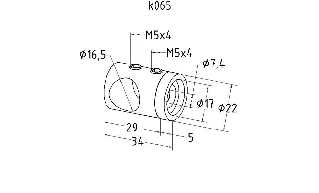 Ригеледержатель на плоскость, для ригеля Ø16.8 мм, полированный, литой (AISI 304) k065 3