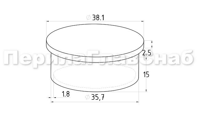 Заглушка литая плоская на трубу Ø38.1х1.2 мм (AISI 304) k093-2 3