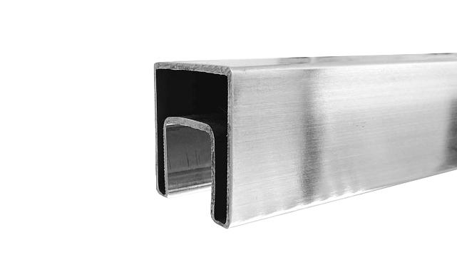 Труба 40х40 мм с пазом 24 х 24 под стекло, AISI 304 шлифованная k856-2 3