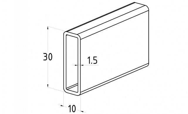 Трек прямоугольный 30х10х1,5, длина 3000мм, черный t440 BL  3