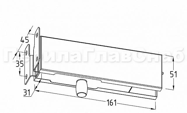Фитинг на фрамугу с осью и монтажной пластиной, полированный t130 PSS 3
