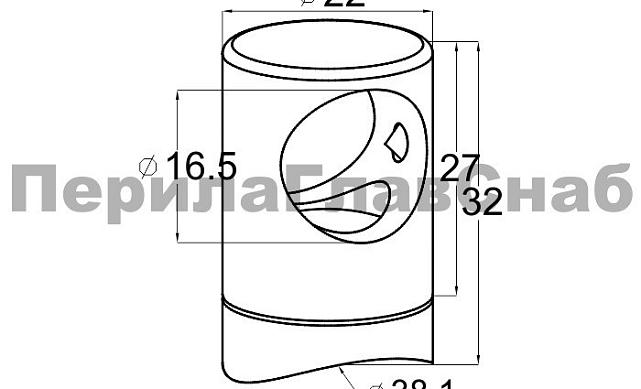 Ригеледержатель на стойку Ø38.1хØ16.5 мм, полированный, литой (AISI 304) k018-5 2