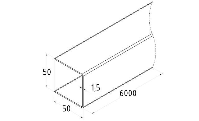 Труба нерж. AISI 304, 50х50 x 1.5 х 6м, полированная k875 2