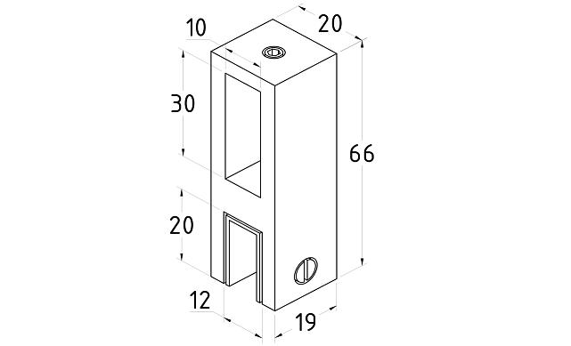 Соединитель труба-стекло для трека 30х10 мм, нержавеющая сталь AISI 304, черная t461 BL 2