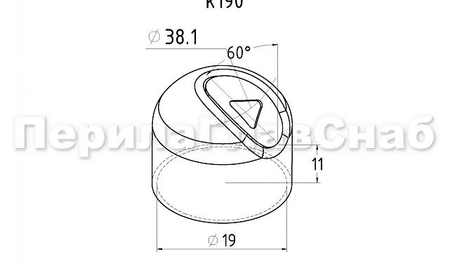 Наконечник штампованный (СПС) косой 30° на трубу Ø19 мм, для поручня Ø38.1 мм, полированный, нержавеющий, 400 Grit , AISI 304, k190 2