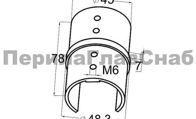 Соединитель с пазом на трубу Ø48.3 мм, полированный (AISI 304) k236 2