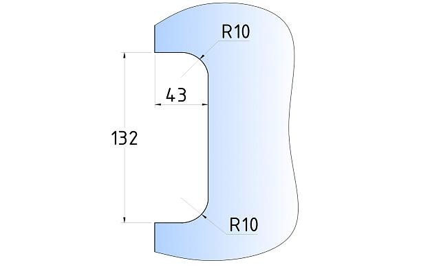 Замок центральный с прямоугольным ригелем, полированный, вырез 13 t152 PSS 3