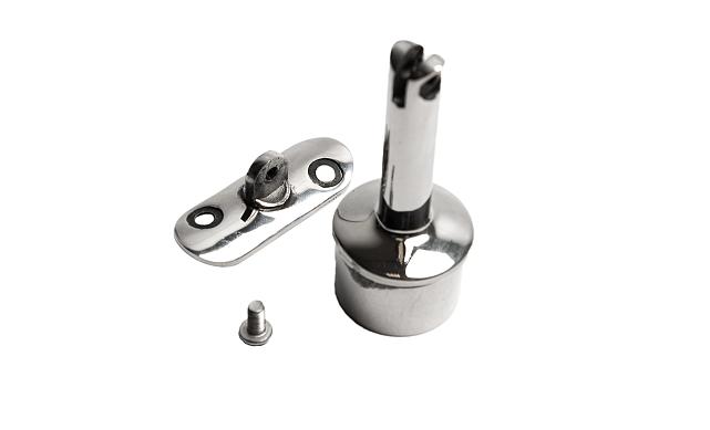 Наконечник палец с регулируемым ложементом под поручень Ø38.1-42.4 мм, на стойку Ø38.1х1.5 мм, литой, полированный, нержавеющий (AISI 304) k006-7 6