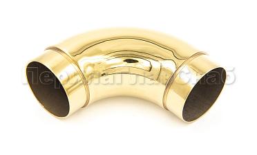 Отвод поручня под Ø50.8х102х1.45 мм, 90°, полированный 600 Grit, с двумя установочными кольцами, золото k052-88 купить в Омске